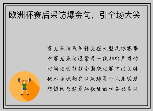欧洲杯赛后采访爆金句，引全场大笑